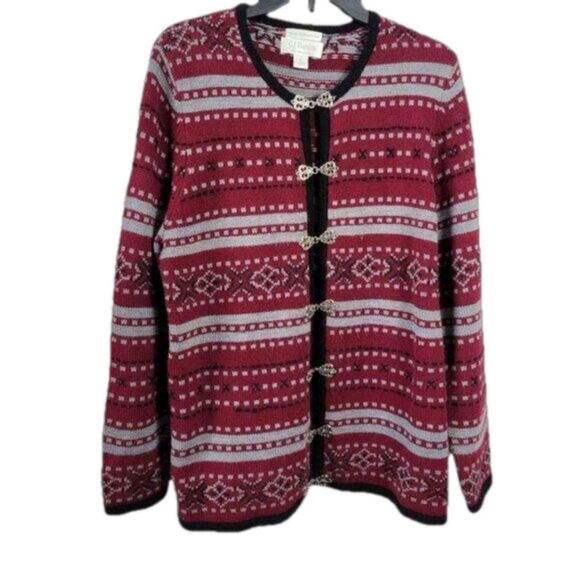 Lambswool Blend Sweater Hand Embroidered Sz 14/16 ornate CJ Banks - Picture 1 of 9